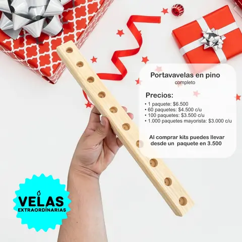 Portavelas en pino